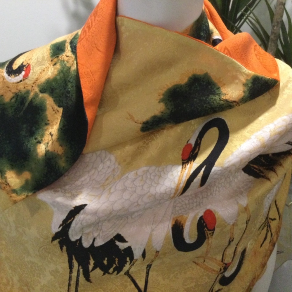 100% Silk Kimono Style Long Scarf, Vintage - Picture 2 of 8